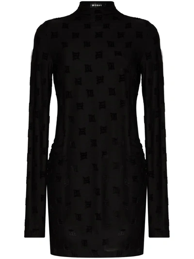 Shop Misbhv Monogram-print Mini Dress In Black