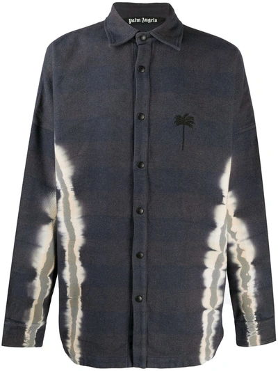 Shop Palm Angels Tie-dye Palm Overshirt In Grey