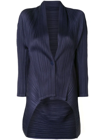 Shop Issey Miyake Plissé Draped Blazer In Blue