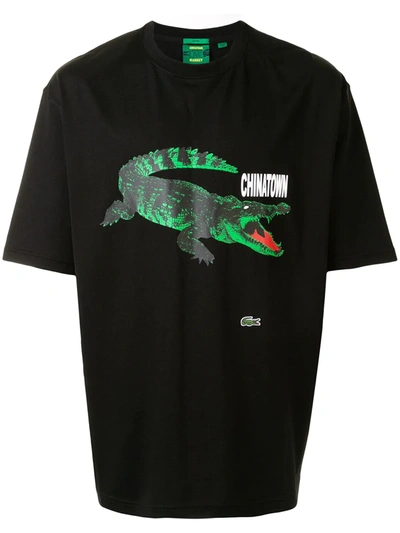 Shop Lacoste Logo Print T-shirt In Black