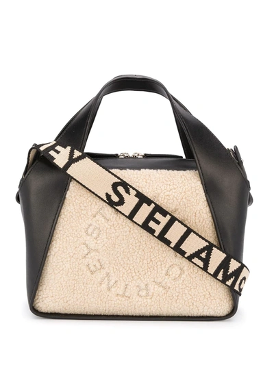 Shop Stella Mccartney Logo Shoulder Bag In Neutrals