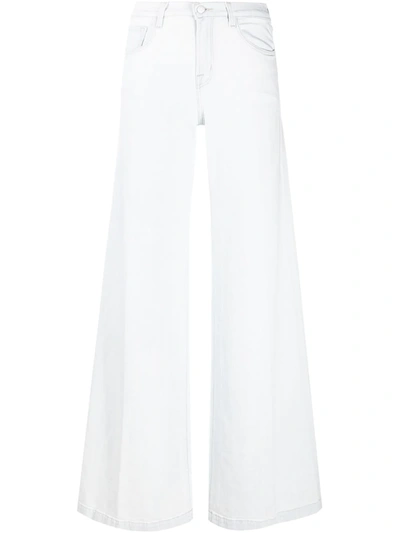 Shop J Brand Mid-rise Wide-leg Jeans In White