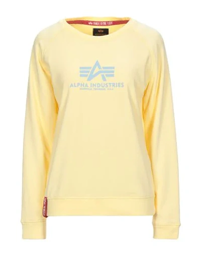 Shop Alpha Industries Sweatshirt In Light Yellow
