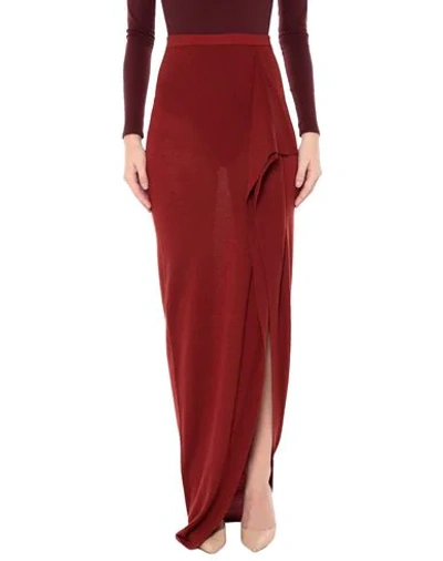 Shop Rick Owens Maxi Skirts In Brick Red