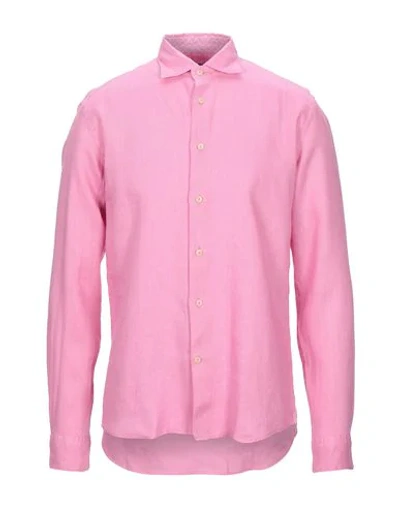 Shop Drumohr Man Shirt Light Purple Size Xxl Linen