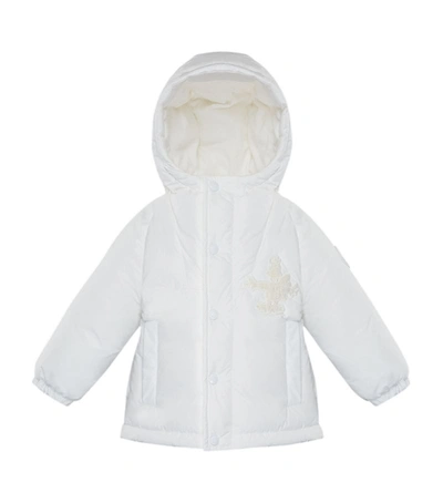 Shop Moncler Plum Longline Parka (3-36 Months)