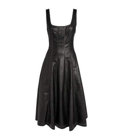 Shop Staud Vegan Leather Wells Midi Dress