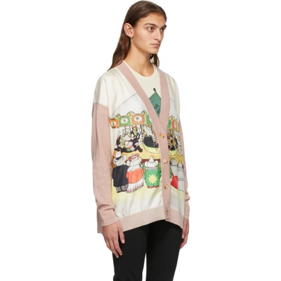 Shop Lanvin Pink Barbar Edition Print Cardigan In 51 Pale Pin