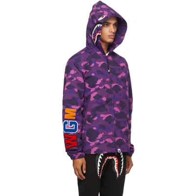 Shop Bape Purple Camo Shark Jacket