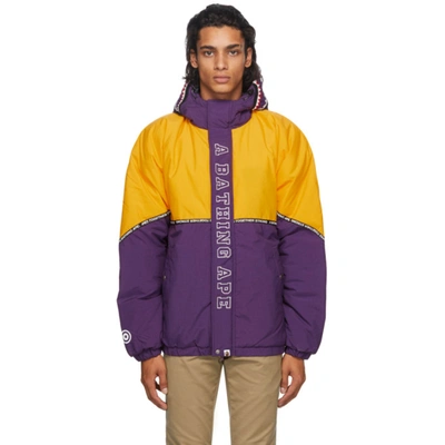 Shop Bape Purple And Yellow Relaxed Shark Jacket