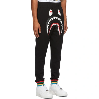 Shop Bape Black Rib Shark Line Lounge Pants In Blk