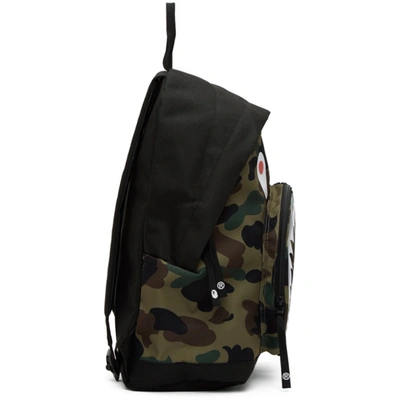 Shop Bape Black And Camo Shark Day Backpack In Blk