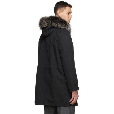 Shop Yves Salomon Black Down & Fur Coat In B2342 Black