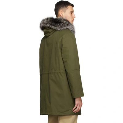 Shop Yves Salomon Khaki Down & Fur Jacket In B2341 Huntr