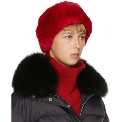 Shop Yves Salomon Red Fur Headband In A6065 Cynne