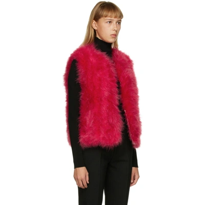 Shop Yves Salomon Red Feather Cropped Vest In A5138 Glam
