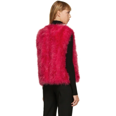 Shop Yves Salomon Red Feather Cropped Vest In A5138 Glam