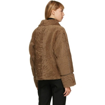 Shop Yves Salomon - Meteo Brown Merino Shearling Jacket In A2113 Chstn