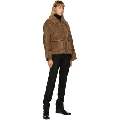 Shop Yves Salomon - Meteo Brown Merino Shearling Jacket In A2113 Chstn