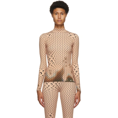 Shop Marine Serre Tan Moon Allover Turtleneck In 9 Tan/print