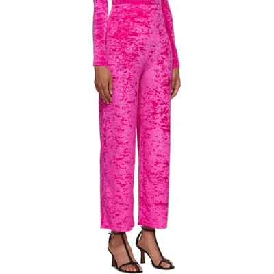 Shop Marine Serre Pink Velvet Yoga Pants In 7 Fuchsia