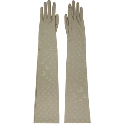 Shop Marine Serre Taupe Reflective Moon Long Gloves In 11 Bronze