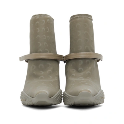 Shop Marine Serre Taupe Reflective Moon Sock Ankle Boots In 11 Bronze