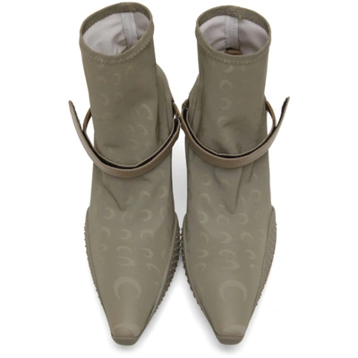 MARINE SERRE 灰褐色 MOON 反光袜式中跟踝靴