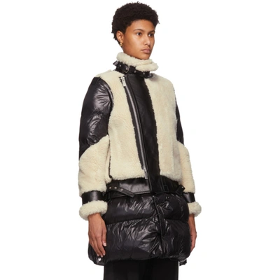 Shop Sacai Black Sherpa And Nylon Jacket In 051 Ecru/bk