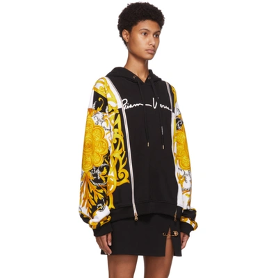 Shop Versace Black Acanthus Hoodie In A7027 Bk/wh