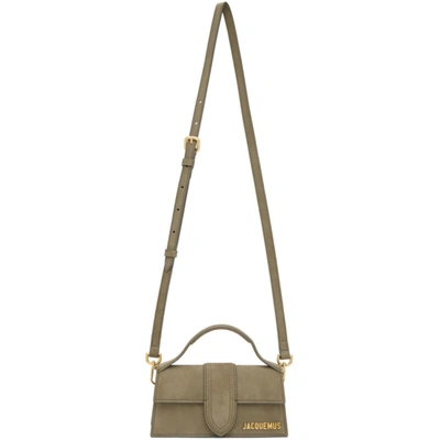 Shop Jacquemus Green Suede Le Bambino Top Handle Bag In Dark Green