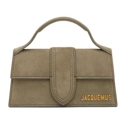 Shop Jacquemus Green Suede Le Bambino Top Handle Bag In Dark Green
