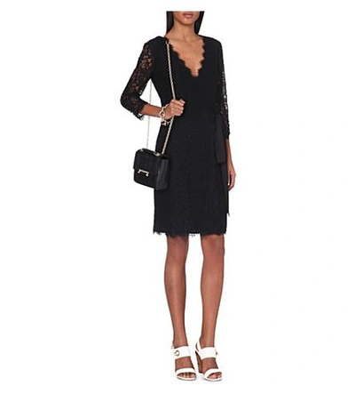 Shop Diane Von Furstenberg Julianna Lace Wrap Dress In Black