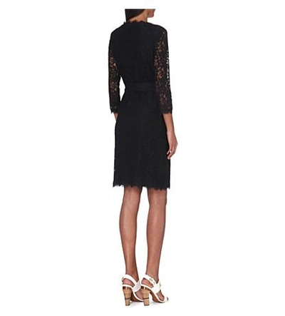 Shop Diane Von Furstenberg Julianna Lace Wrap Dress In Black