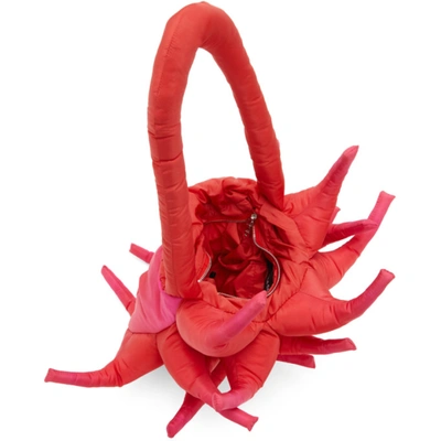 Shop Paula Canovas Del Vas Red Print Spikes Top Handle Bag