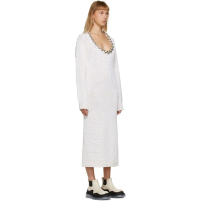 Shop Bottega Veneta Off-white Chain Imperfect Dress In 9068 Chalk