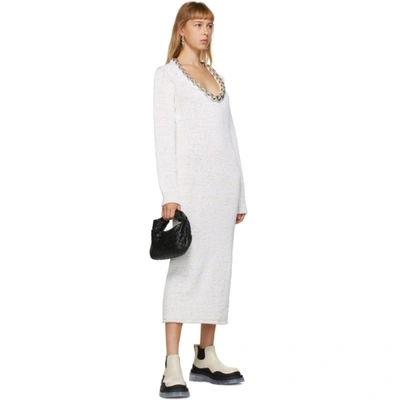 Shop Bottega Veneta Off-white Chain Imperfect Dress In 9068 Chalk