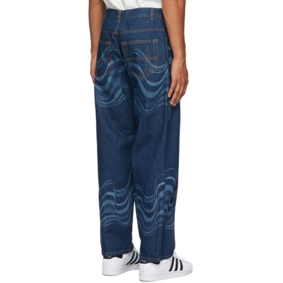 Shop Ahluwalia Blue Low Rise Jeans In Denim Blue