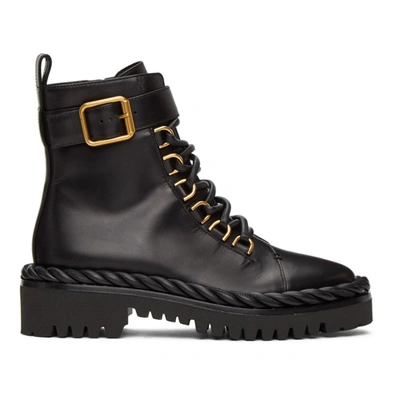 Shop Valentino Black  Garavani Lace-up Boots In 0no Nero/ne