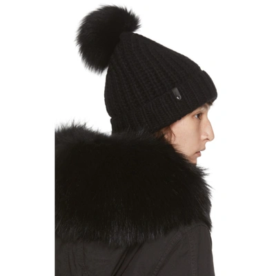 Shop Mackage Black Doris Knit Beanie In Black/black