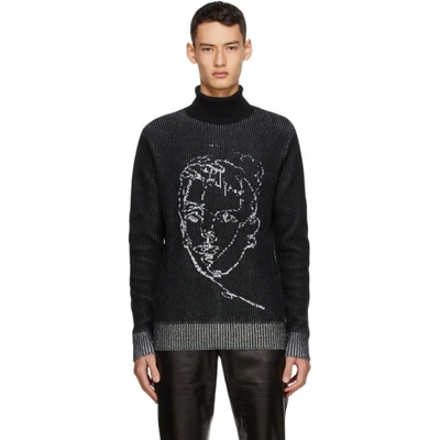 Shop Sean Suen Black And White Print Turtleneck In Blk/wht