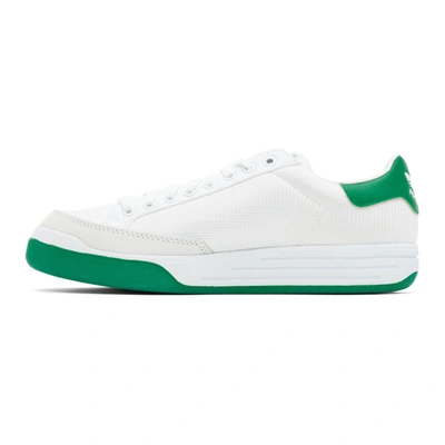 Shop Adidas Originals White And Green Rod Laver Sneakers In Wht/grn