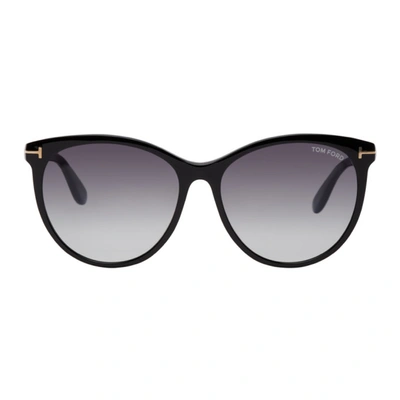 Shop Tom Ford Black Maxim Sunglasses In 01b Shiny Black/grad