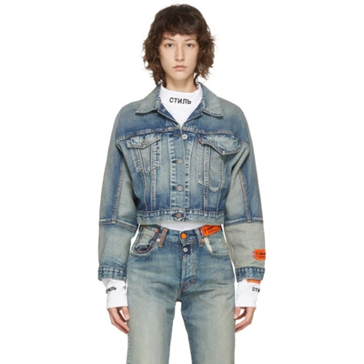 Shop Heron Preston Blue Levis Edition Denim Trucker Jacket In Vintagewash