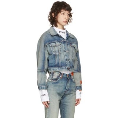 Shop Heron Preston Blue Levis Edition Denim Trucker Jacket In Vintagewash