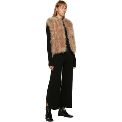 Shop Yves Salomon Brown Feather Cropped Vest In A2156 Madel