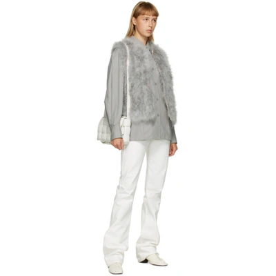 Shop Yves Salomon Grey Feather Cropped Vest In A7143 Libel