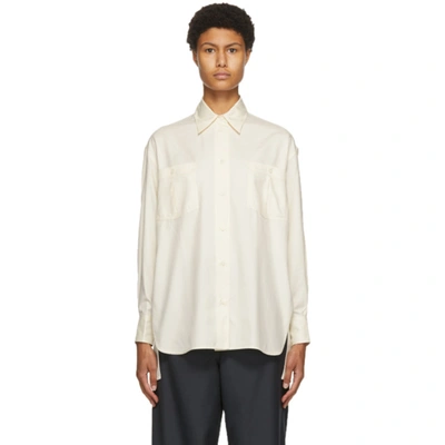 Shop Victoria Beckham Off-white Silk Pocket Shirt In Off White