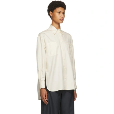 Shop Victoria Beckham Off-white Silk Pocket Shirt In Off White