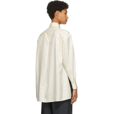 Shop Victoria Beckham Off-white Silk Pocket Shirt In Off White